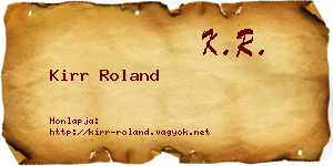 Kirr Roland névjegykártya